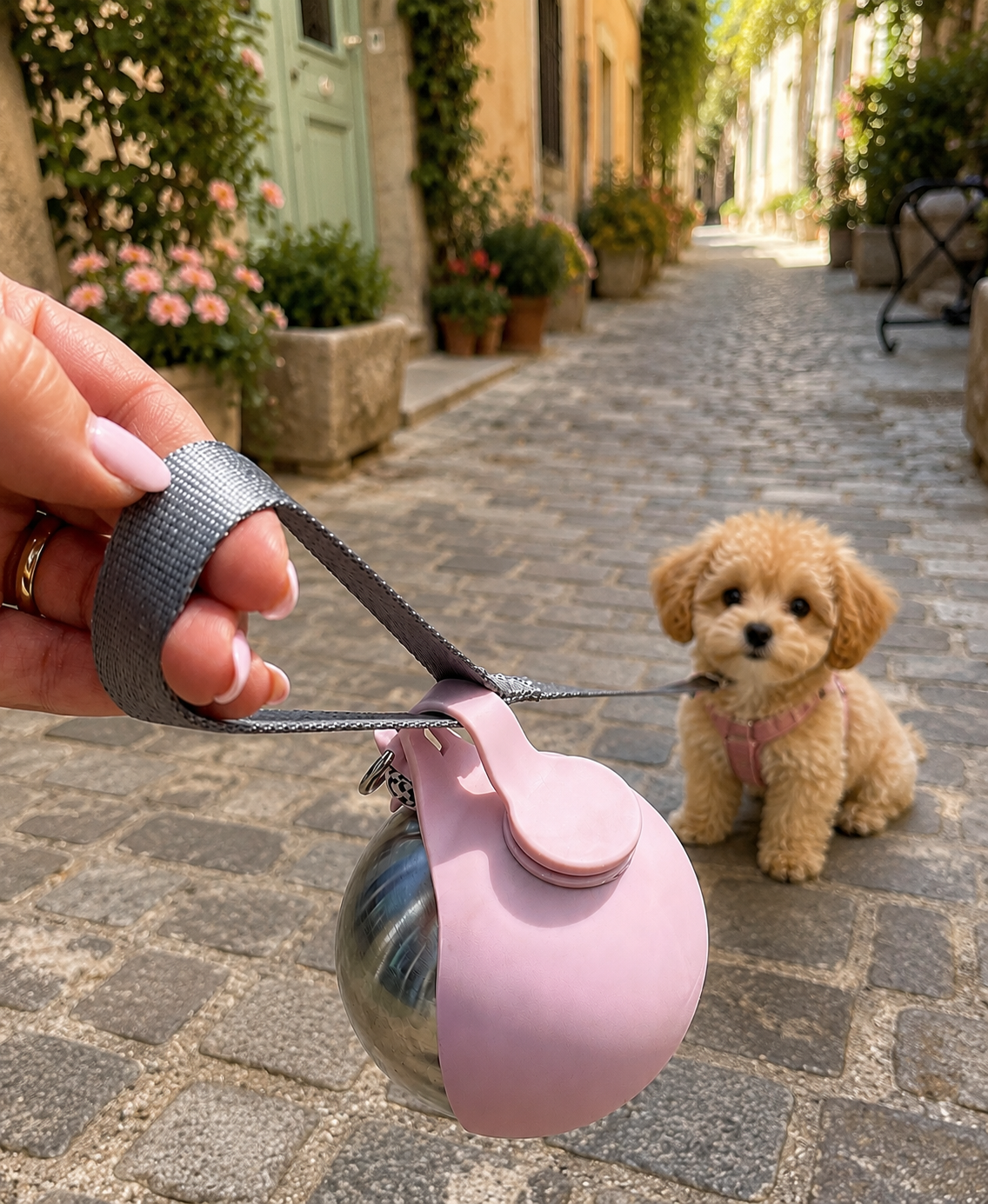 Poodle in alley
